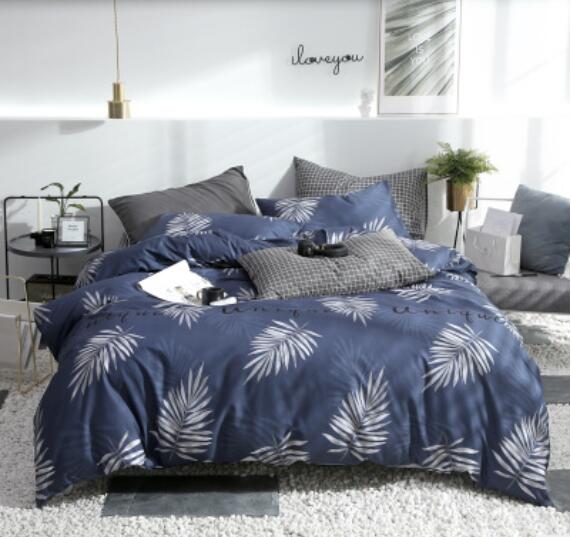 3D Dark Blue Leaves 16057 Bed Pillowcases Quilt