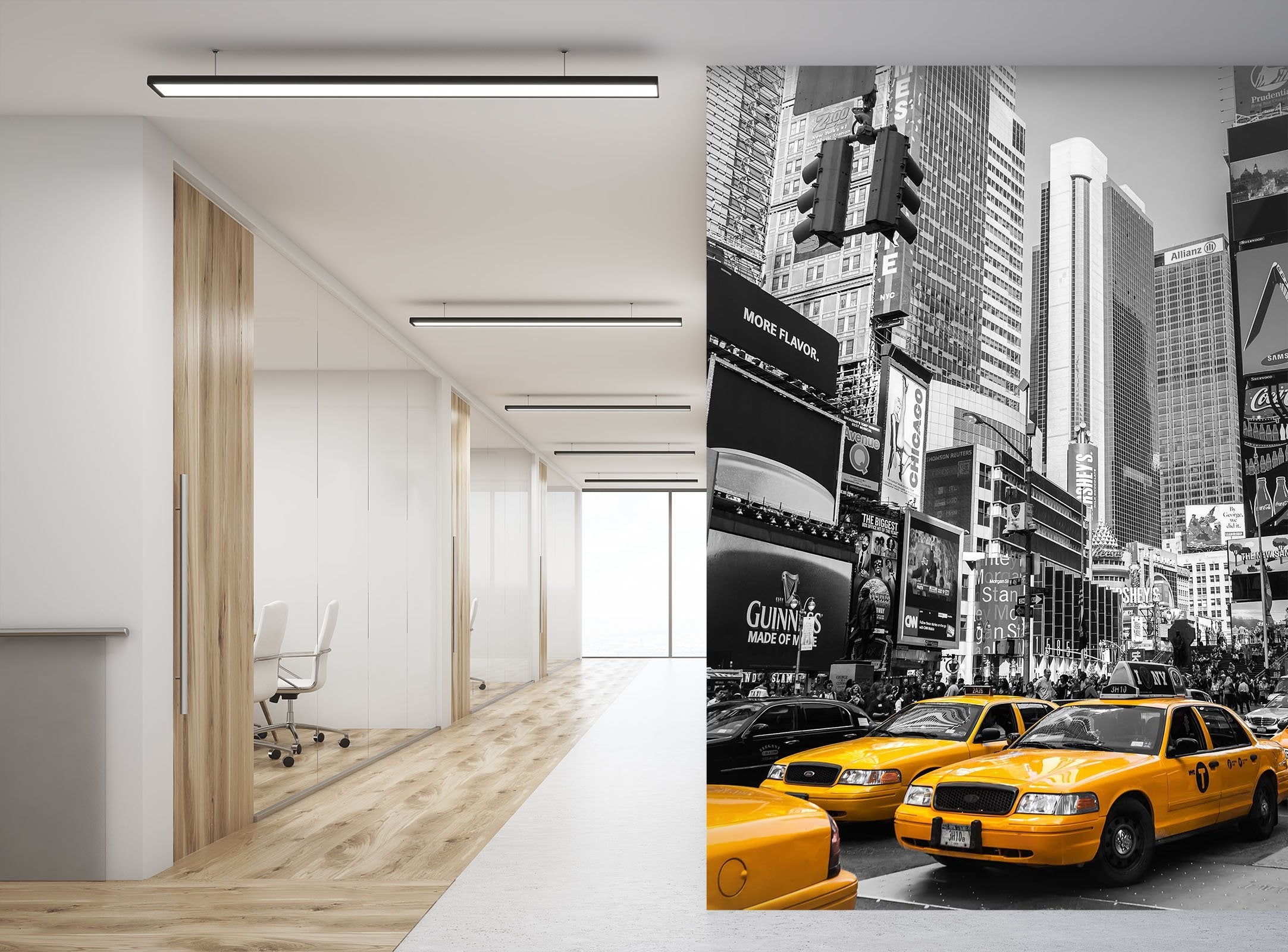 3D Yellow cab on the street 29 Wall Murals Wallpaper AJ Wallpaper 2 