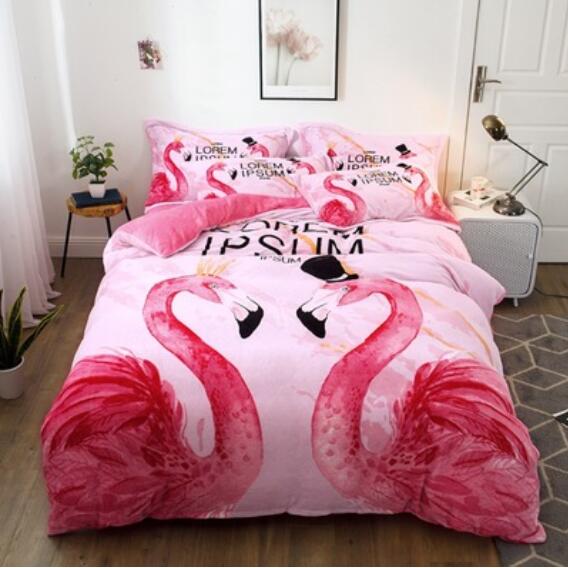 3D Pink Flamingo 18025 Bed Pillowcases Quilt