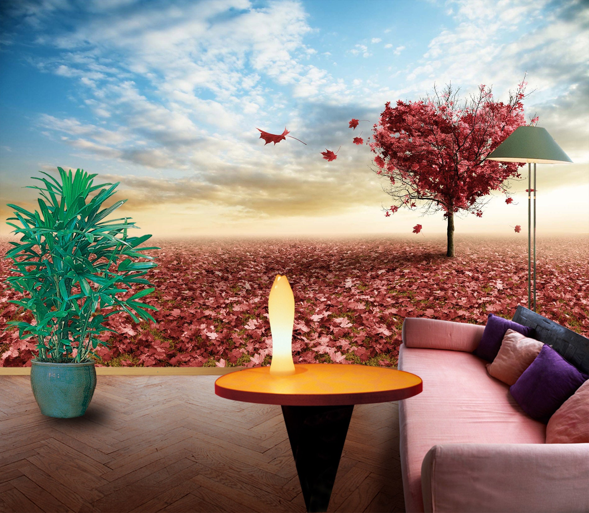 3D Heart Shaped Leaves 1036 Wall Murals