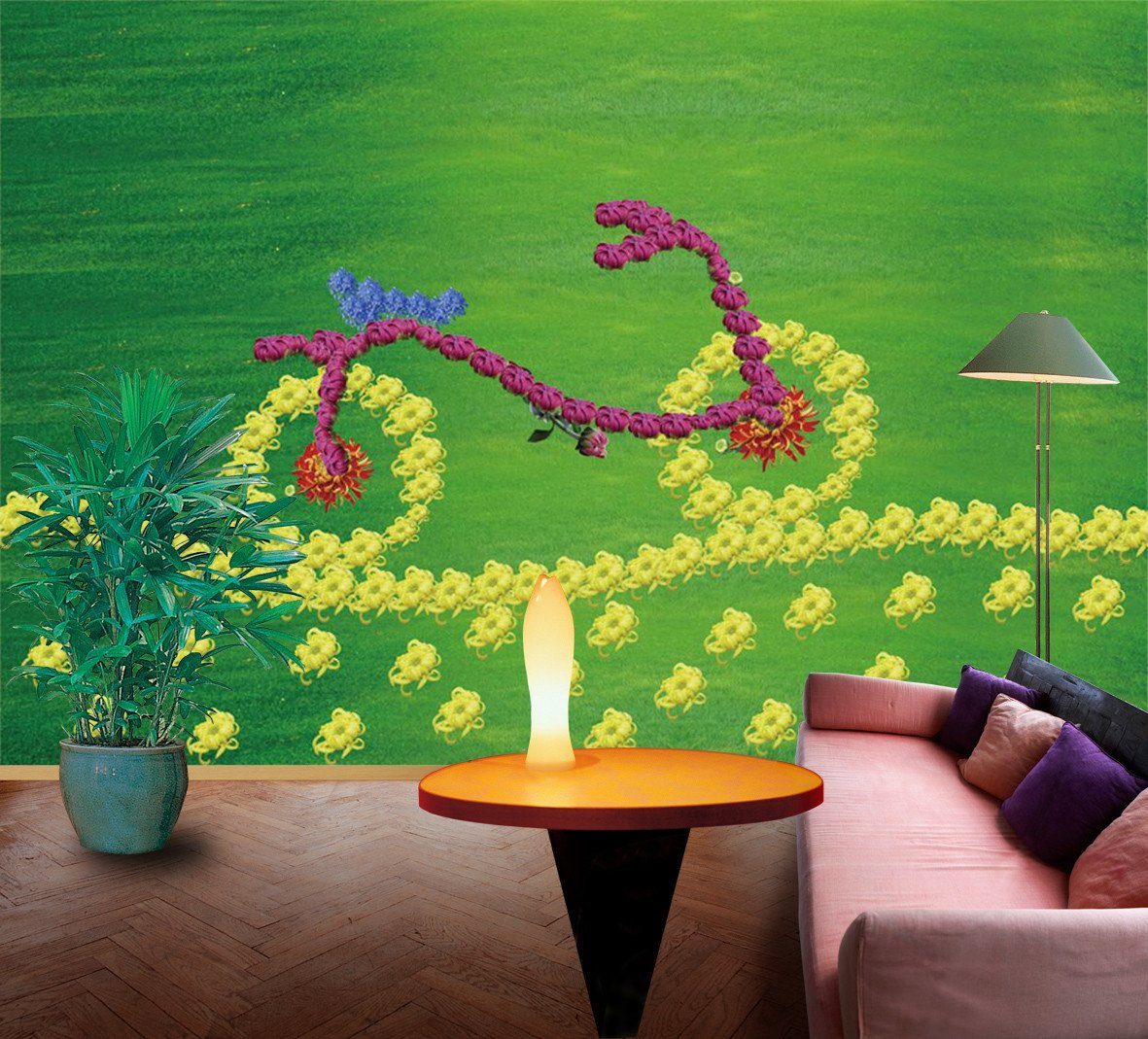 3D Green Grass Flower Bike 785 Wallpaper AJ Wallpaper 