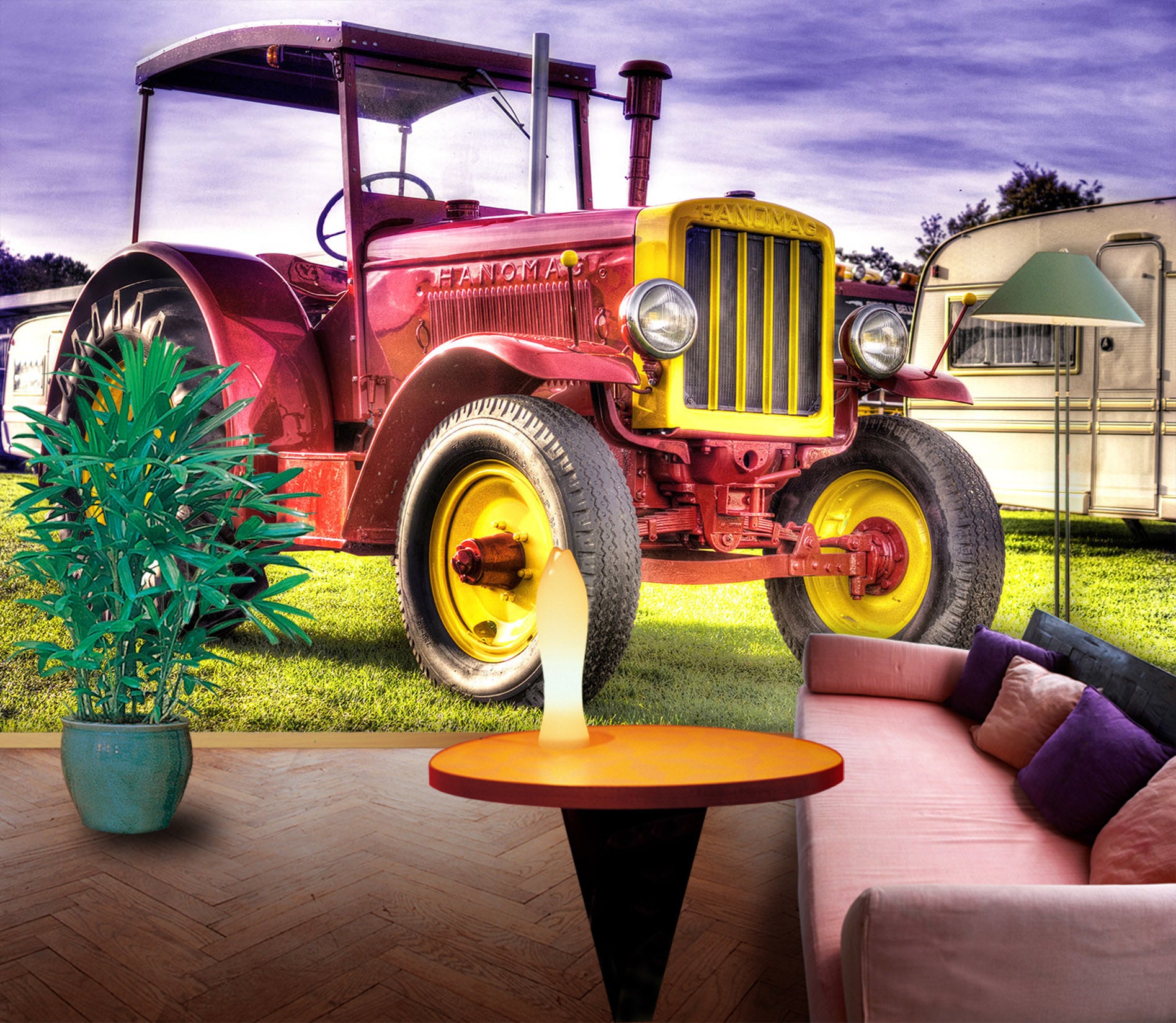 3D Retro Car 076 Vehicle Wall Murals