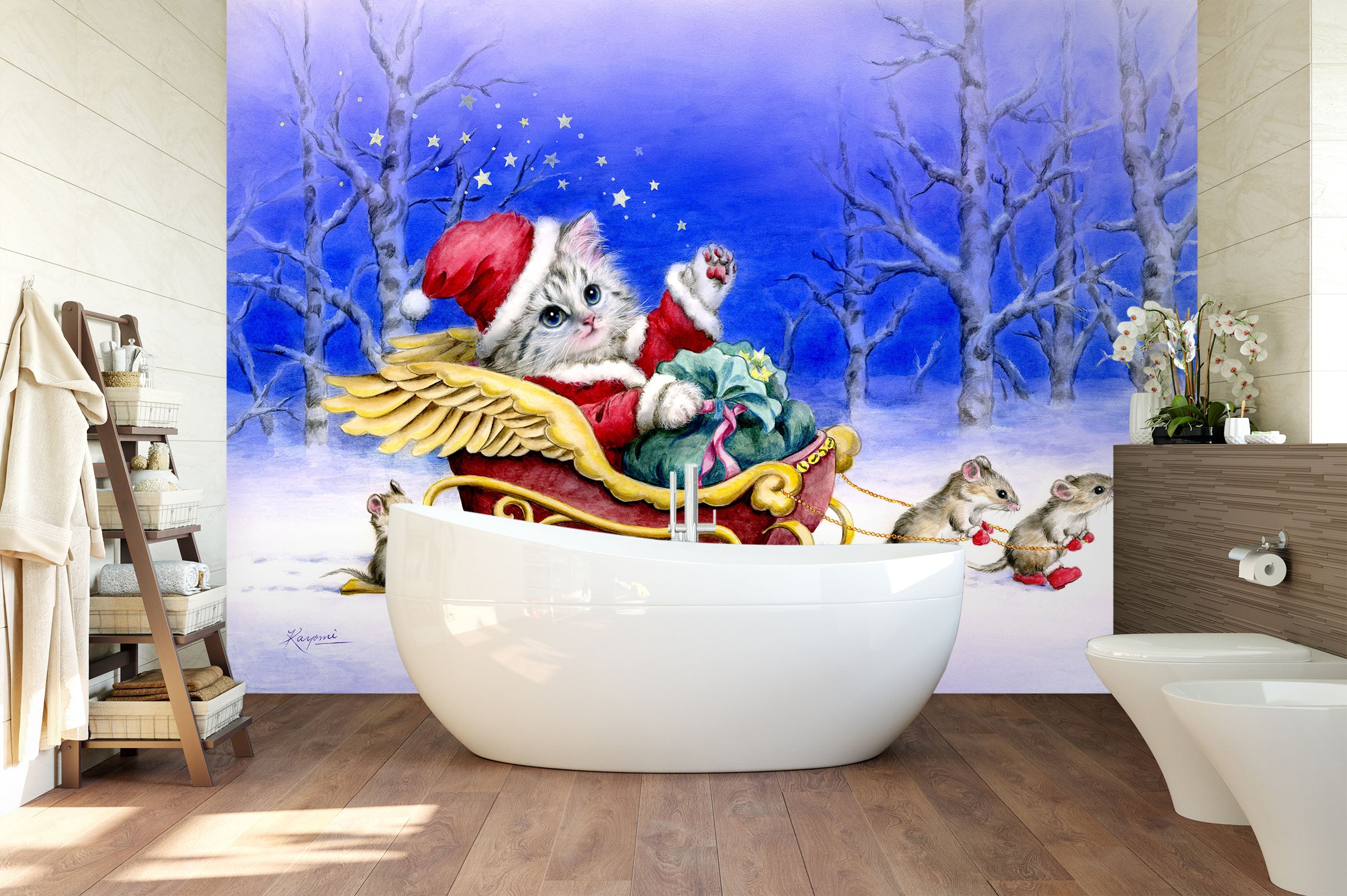 3D Christmas Cat Mouse 5543 Kayomi Harai Wall Mural Wall Murals