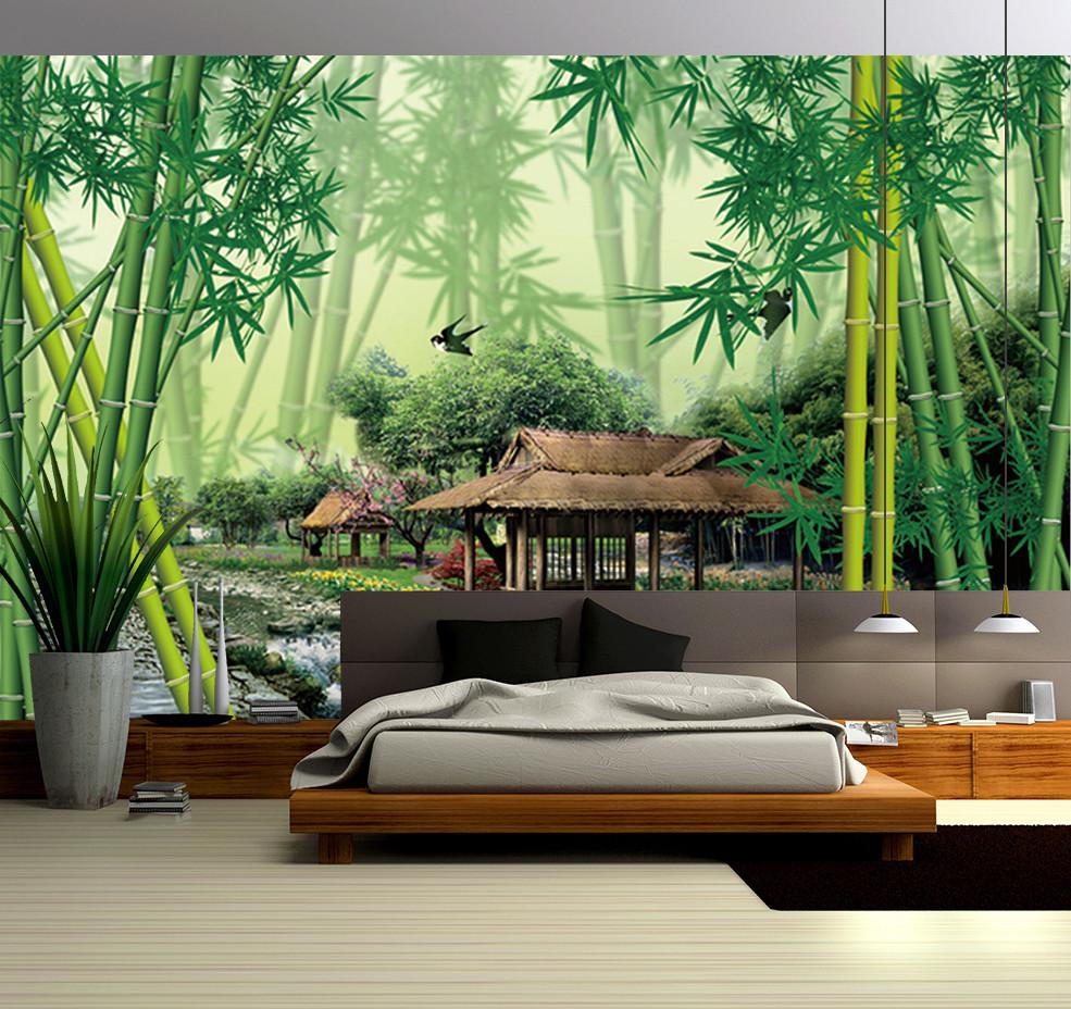 Photo Wallpaper 3D Effect - Circles and bamboo | Fototapet.art Eco-friendly 3D  wall-paper on a wall for ordering online