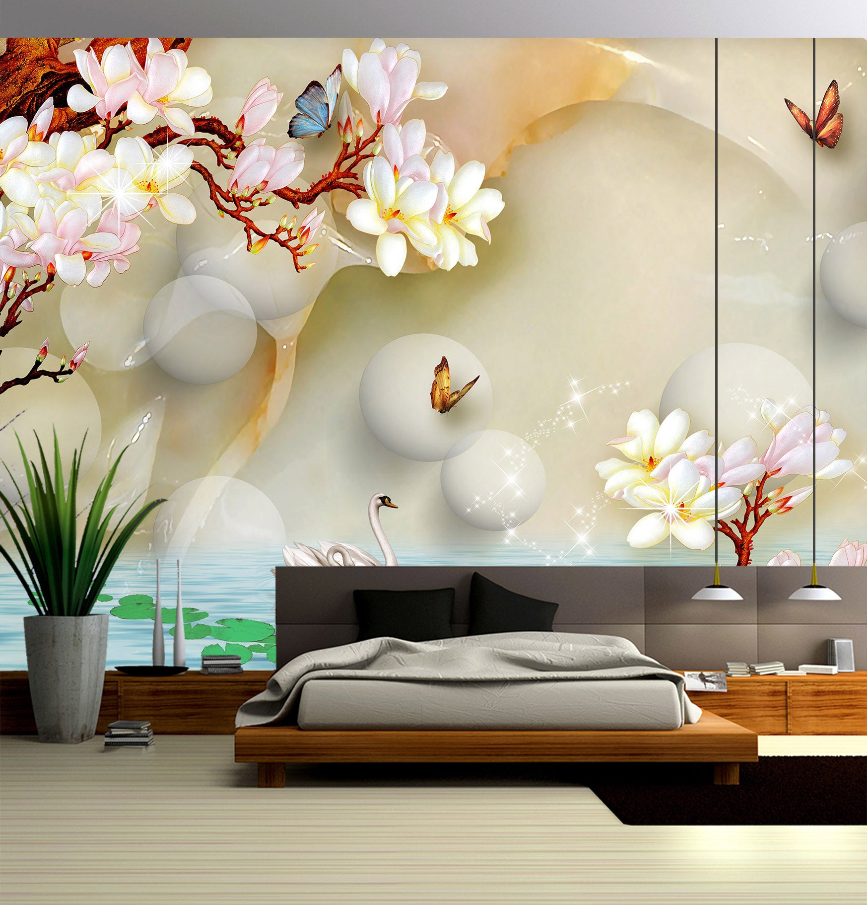 3D Branch Flower 1483 Wall Murals