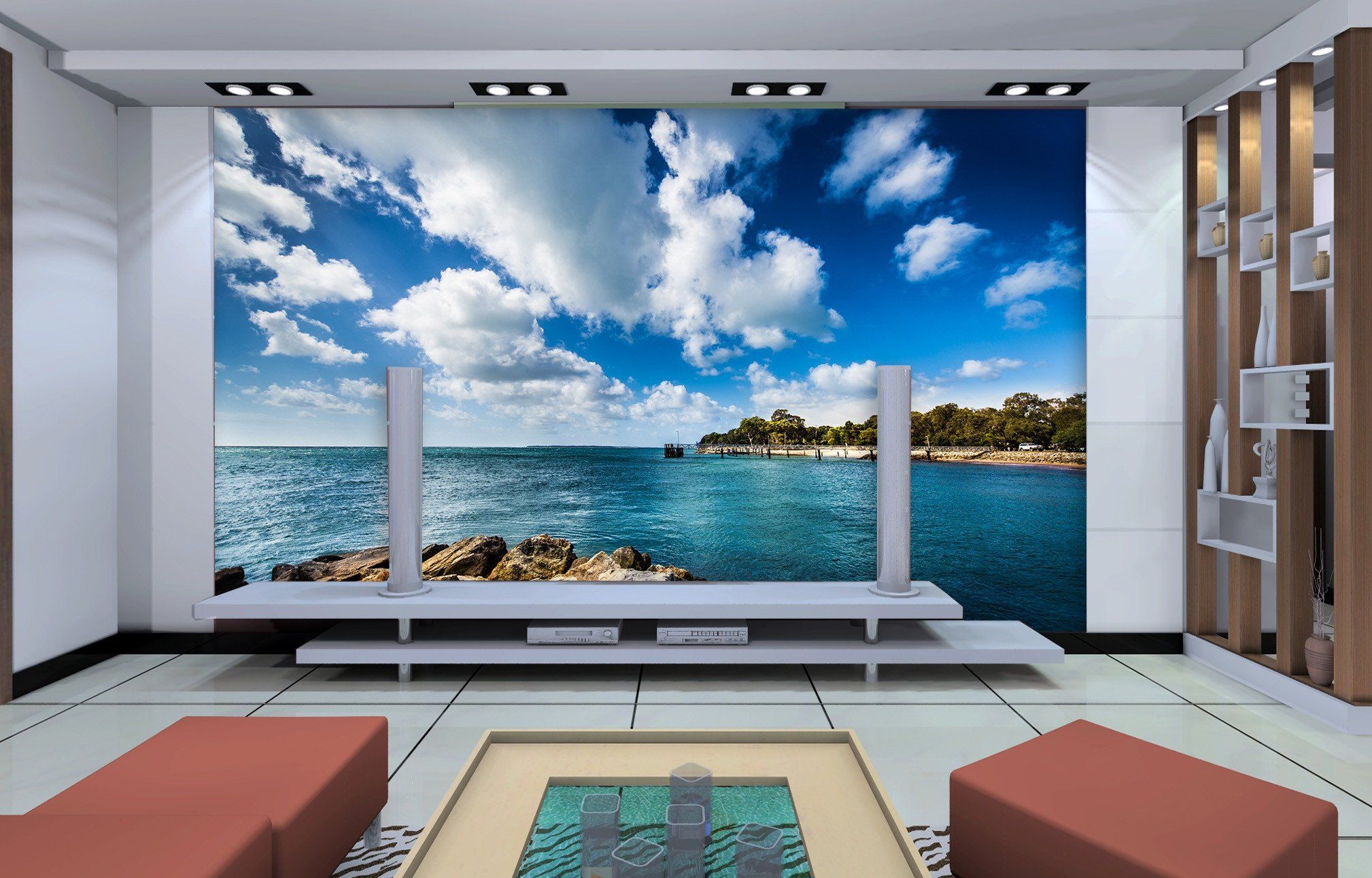 3D Blue Sky Ocean 078 Wallpaper AJ Wallpapers 