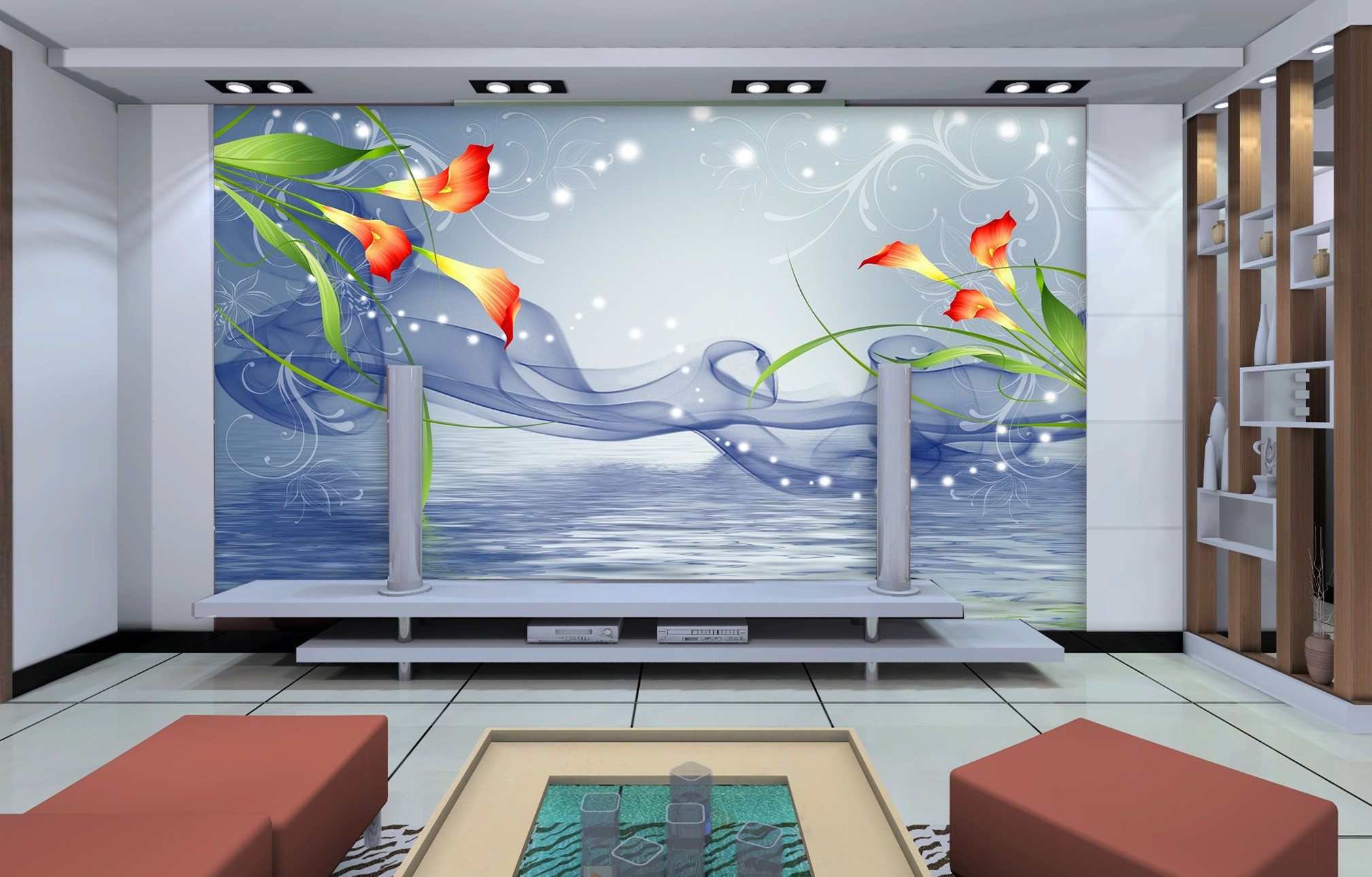 3D Morning Glory Flower Wallpaper AJ Wallpaper 