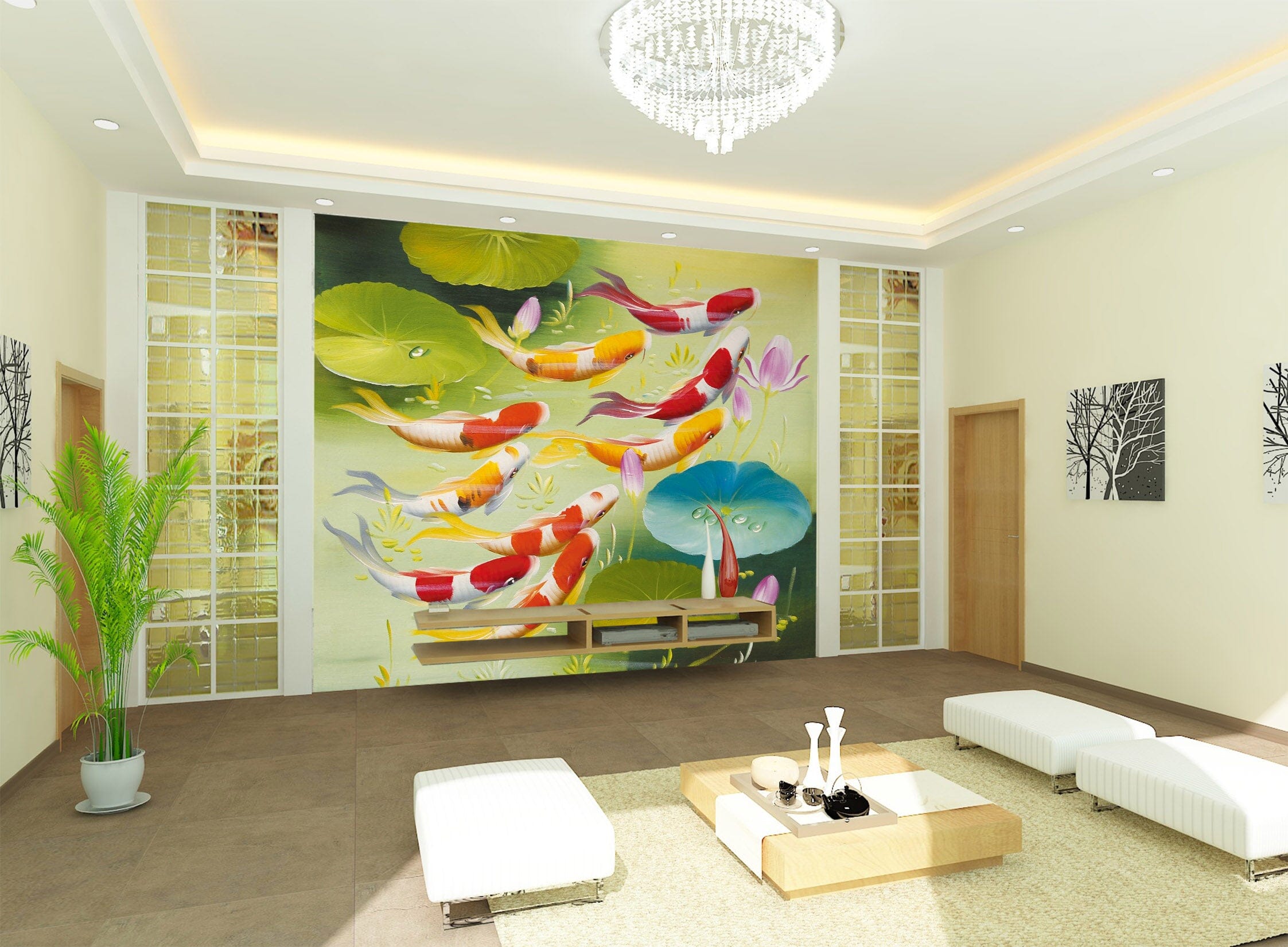 3D Goldfish Pond 1009 Wall Murals Wallpaper AJ Wallpaper 2 