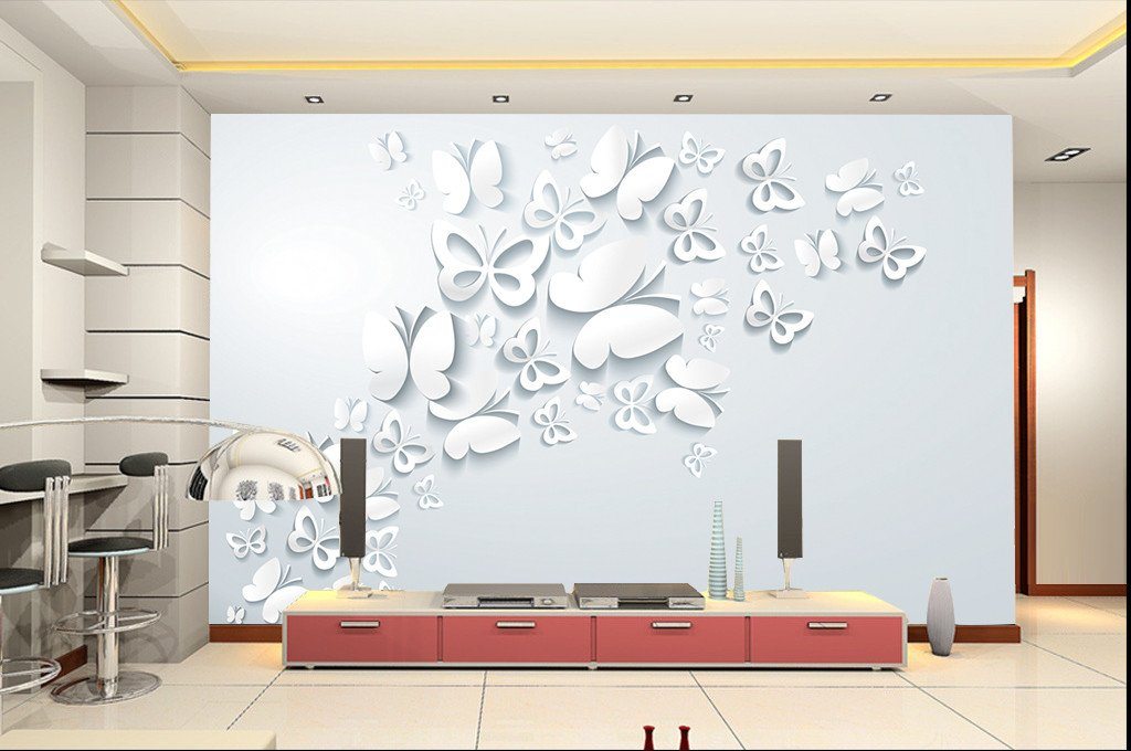 3D White Butterfly Flower 121 Wallpaper AJ Wallpaper 