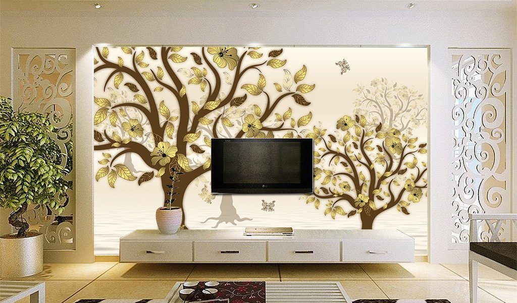 3D Tree Flower Butterfly 887 Wallpaper AJ Wallpapers 