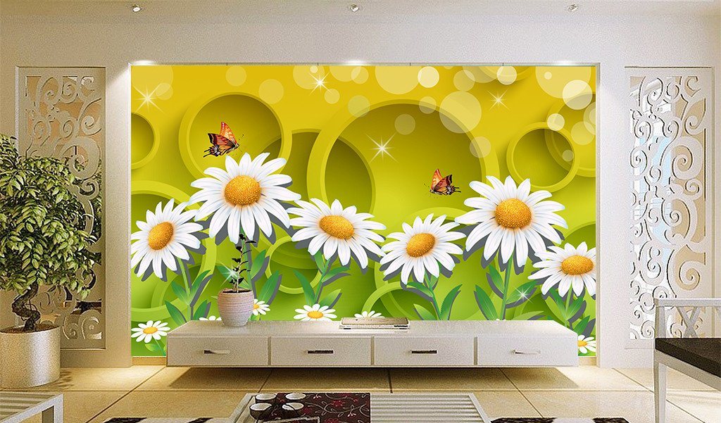 3D Sunflower Manor And Butterfly 99 Wallpaper AJ Wallpapers 