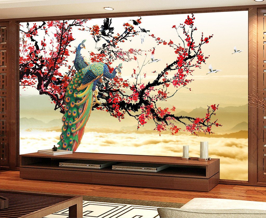 3D Peacock Tree Flower 92 Wallpaper AJ Wallpaper 2 