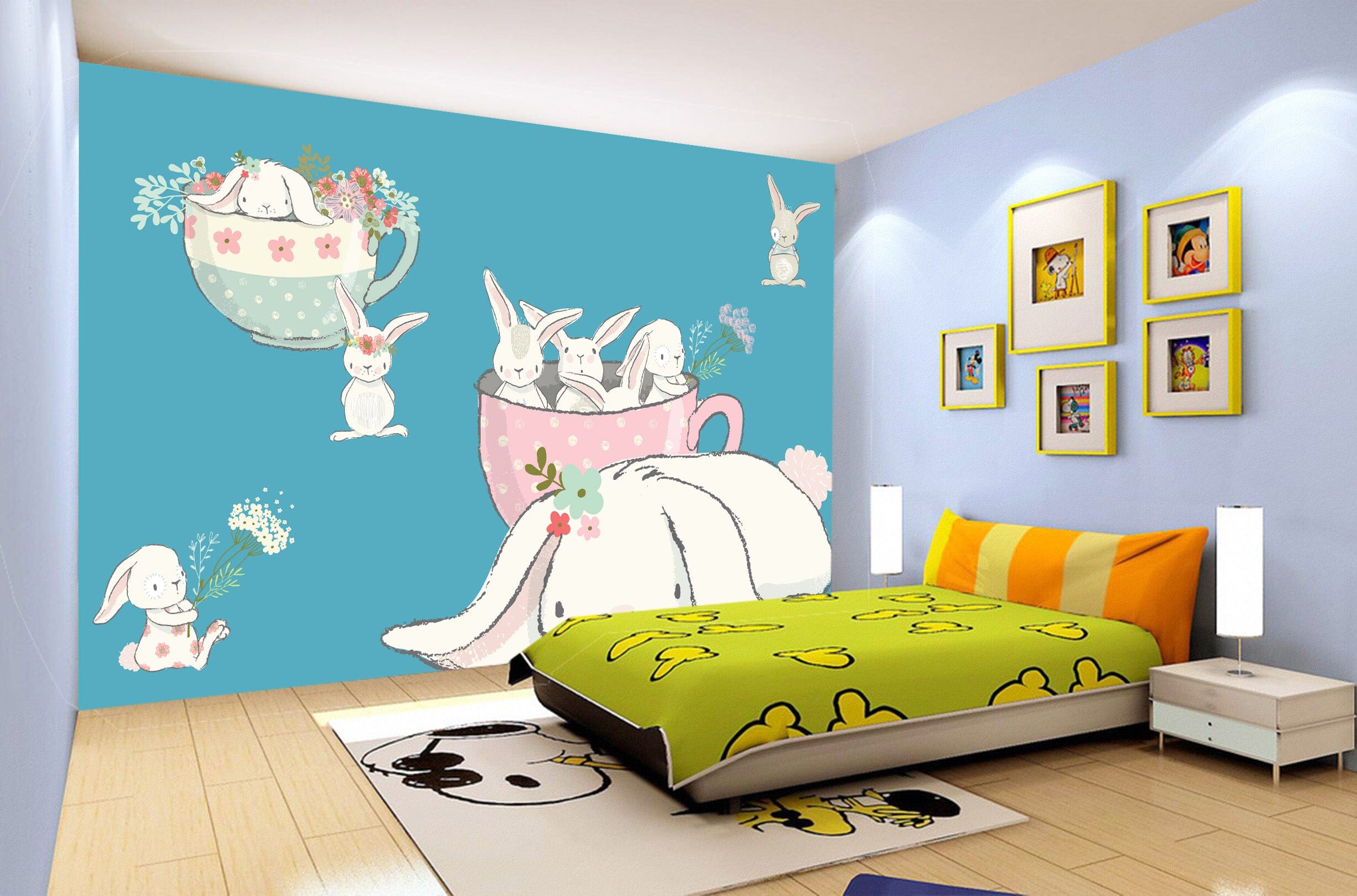 3D Cute Rabbit 2073 Wall Murals Wallpaper AJ Wallpaper 2 