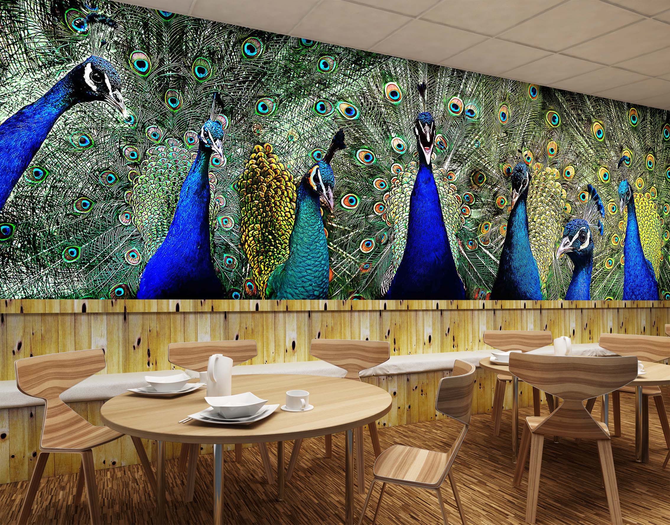 3D Blue Peacock 210 Wall Murals