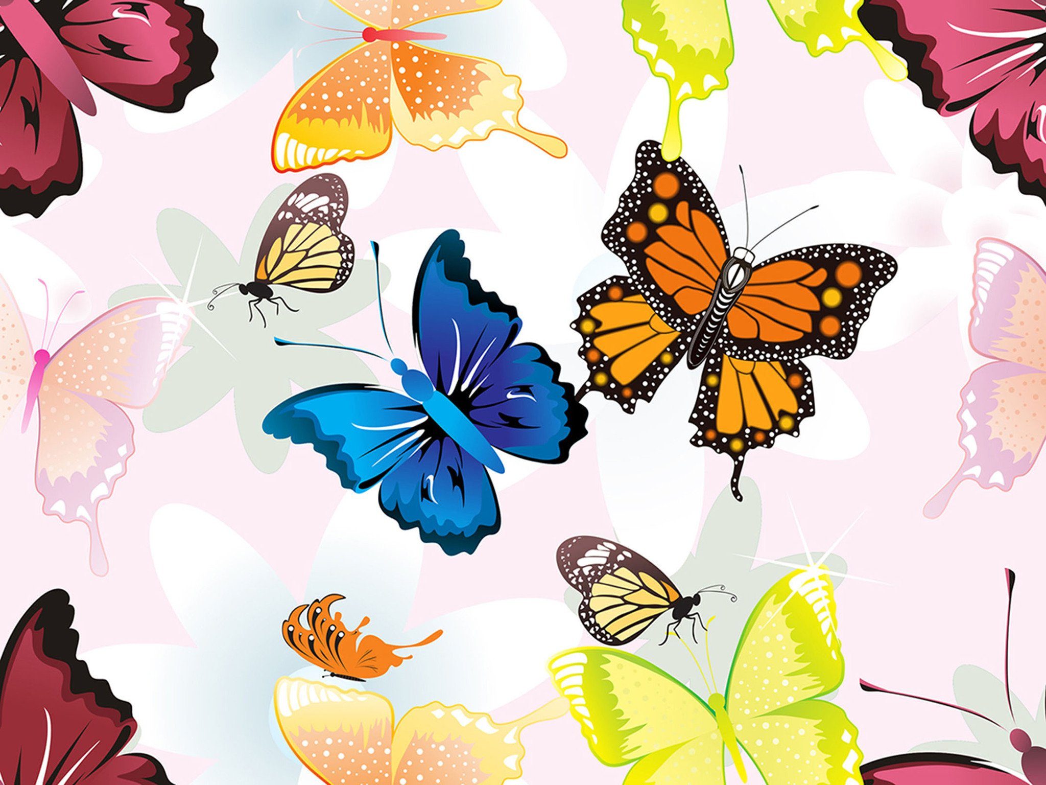Color Butterflies Patterns Wallpaper AJ Wallpaper 