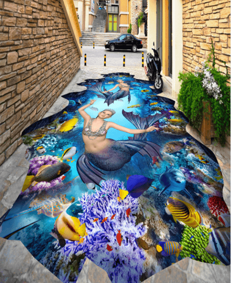 3D Graceful Mermaids Floor Mural Wallpaper AJ Wallpaper 2 
