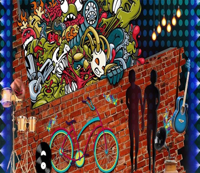 3D Red Bike Graffiti 26 Wallpaper AJ Wallpaper 