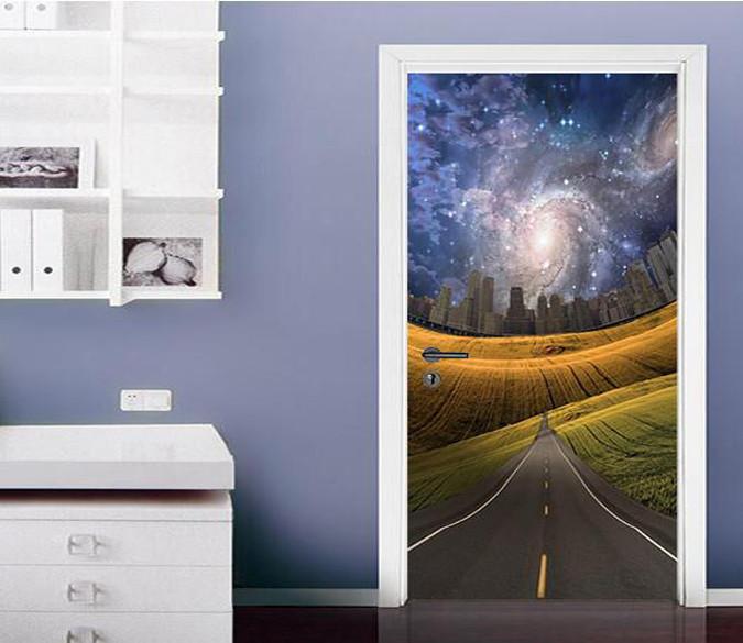 3D dream sky road door mural Wallpaper AJ Wallpaper 