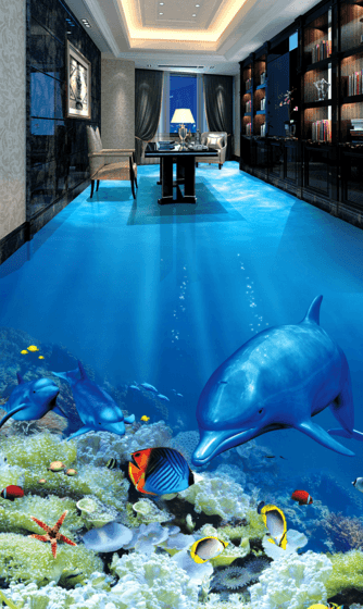 3D Sea Stone Dolphin 017 Floor Mural Wallpaper AJ Wallpaper 2 