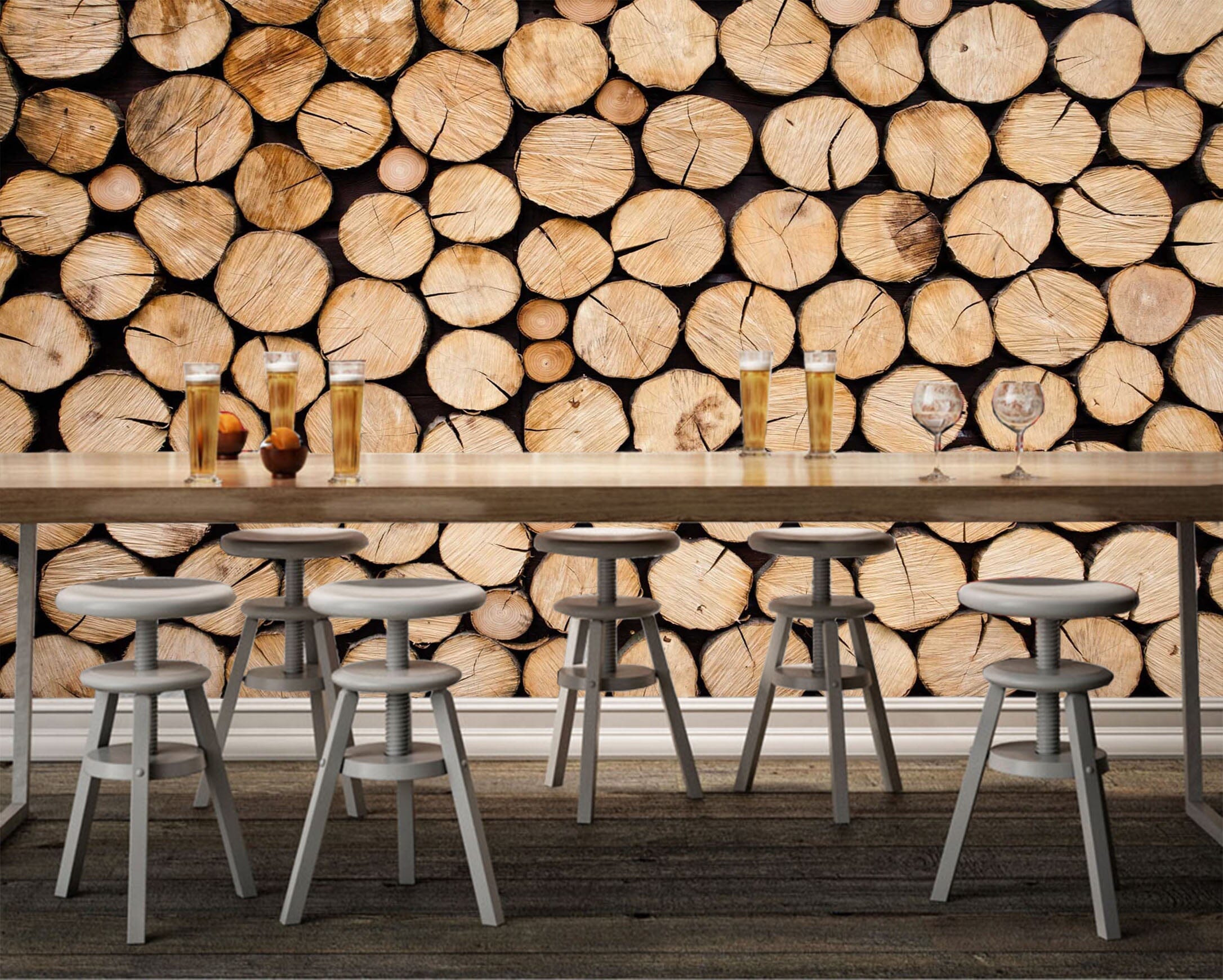 3D Wood Pile 1004 Wall Murals Wallpaper AJ Wallpaper 2 