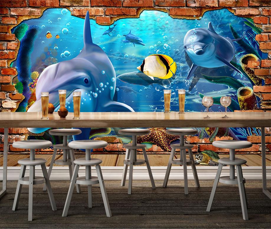 3D Swimming Dolphin 157 Wallpaper AJ Wallpaper 