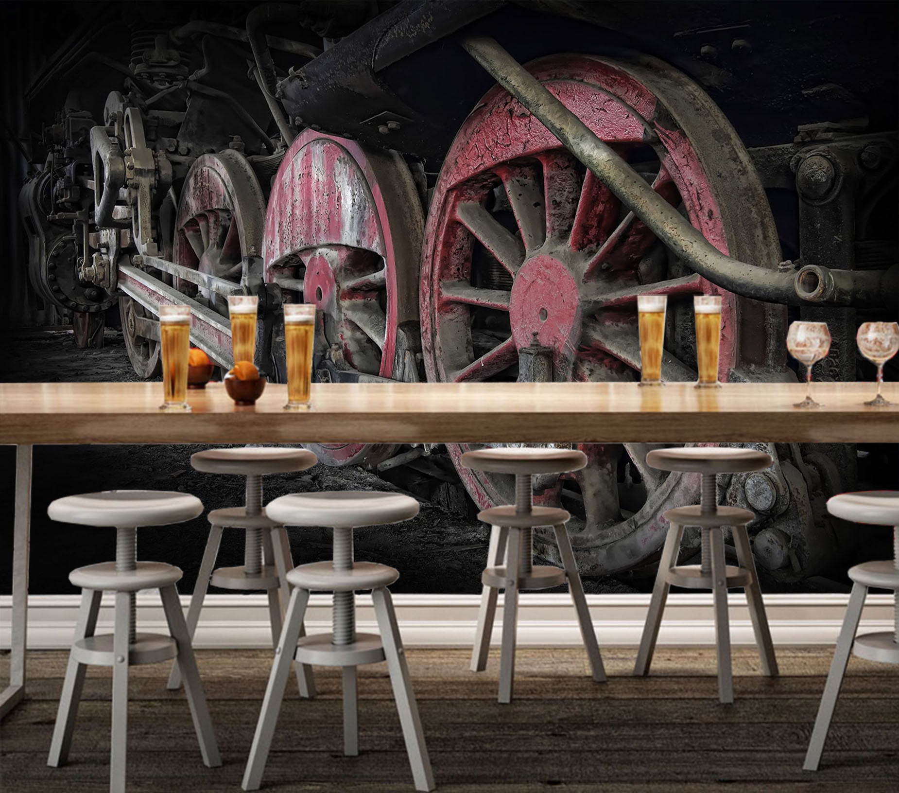 3D Dilapidated Train 257 Vehicle Wall Murals