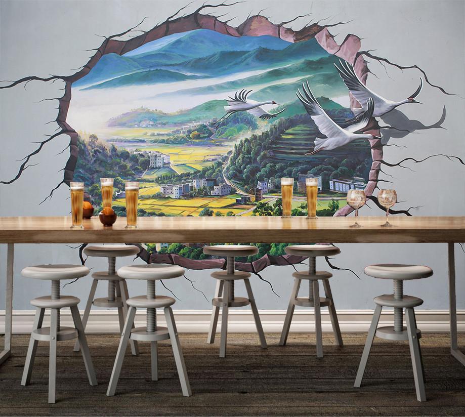 3D Beautiful Crane Village 298 Wallpaper AJ Wallpaper 