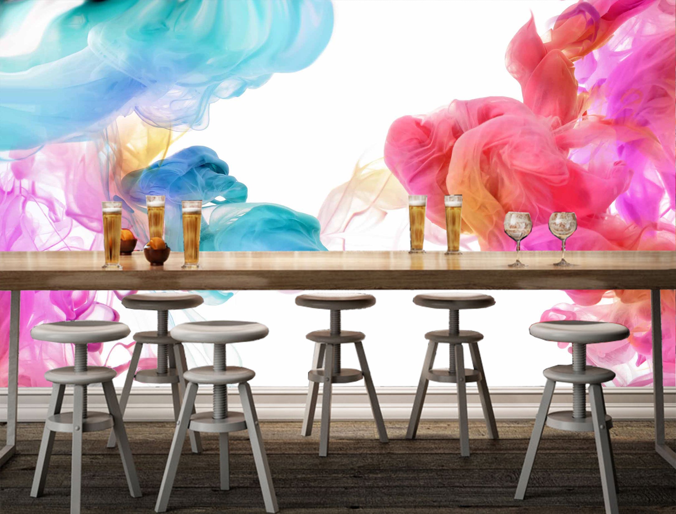 3D Colourful Smoke 028  Wall Murals