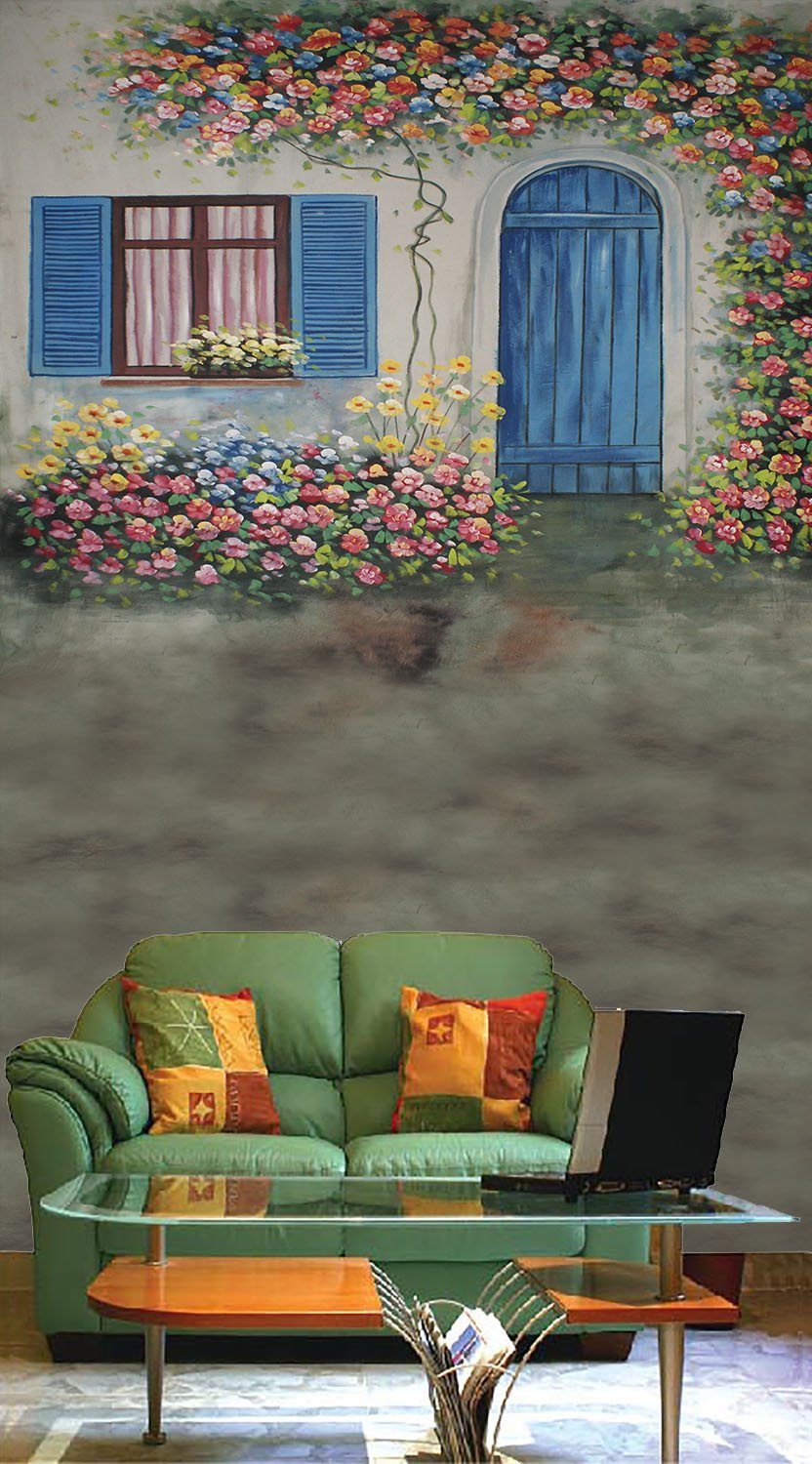Door Colorful Flowers Wallpaper AJ Wallpaper 