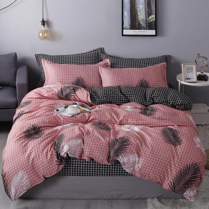 3D Pink Grid Feather 13096 Bed Pillowcases Quilt