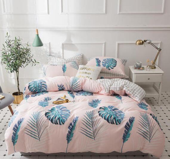 3D Pink Bottom Leaves 17083 Bed Pillowcases Quilt