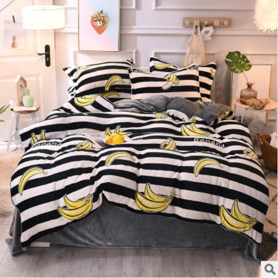 3D Black And White Bars Banana 14006 Bed Pillowcases Quilt