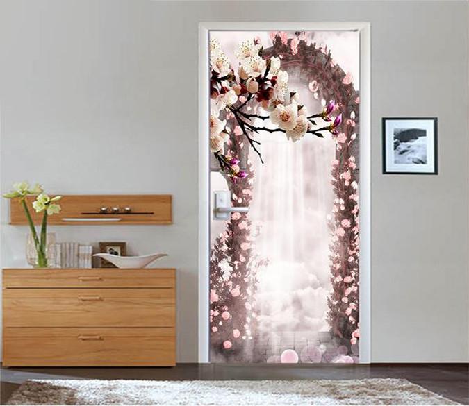 3D beautiful flowers arch 45 door mural Wallpaper AJ Wallpaper 