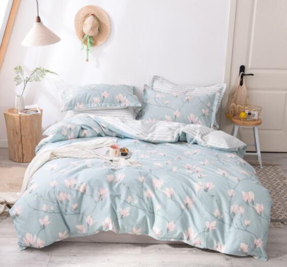 3D Light Blue Flowers 30193 Bed Pillowcases Quilt