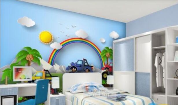 3D Rainbow Cloud Trees wallpaper 106 inches wide = 270cm and 91 inches high = 232cm IN VINYL AJ Wallpaper 