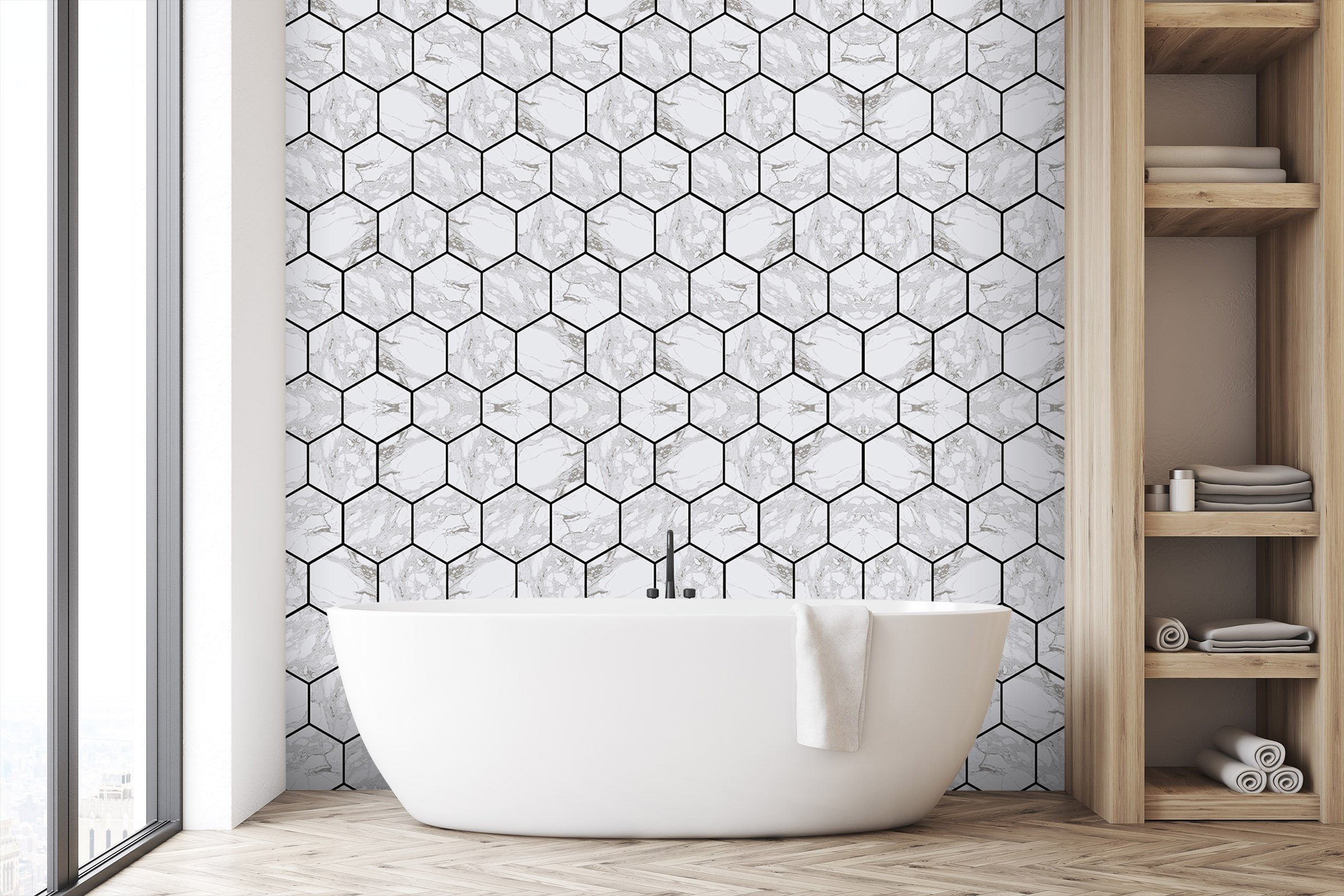 3D Honeycomb 037 Marble Tile Texture Wallpaper AJ Wallpaper 2 