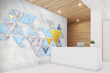 3D Blue Triangle 015 Wall Murals Wallpaper AJ Wallpaper 2 