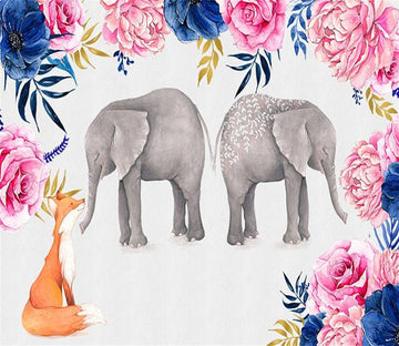 3D Flowers Elephant 087 Wallpaper AJ Wallpaper 