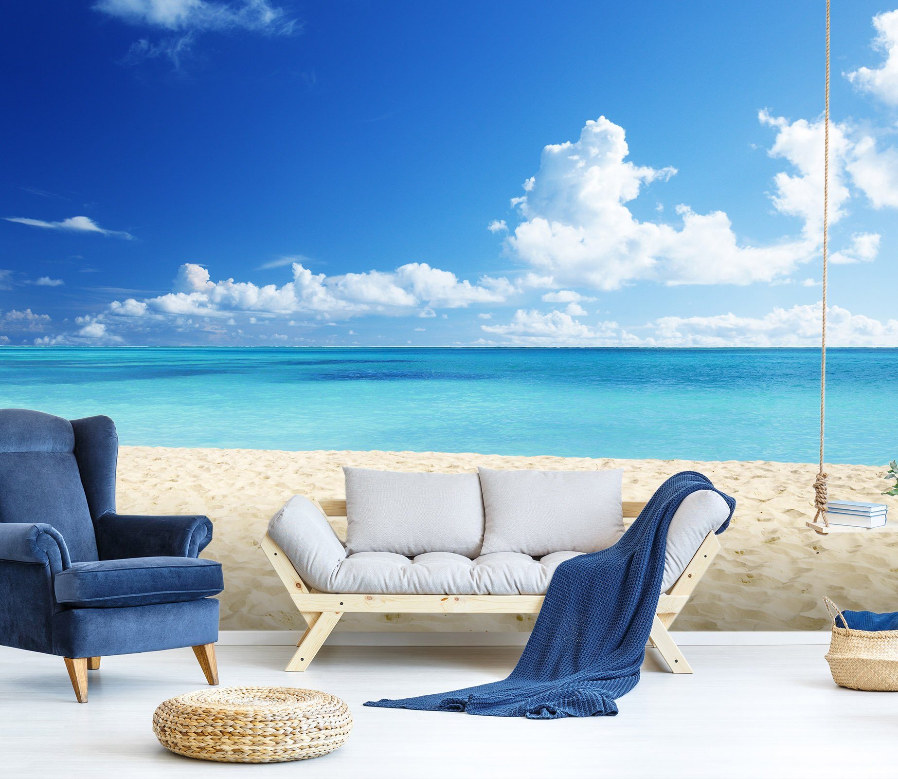 3D Beach Footprints Sea 689 Wallpaper AJ Wallpaper 