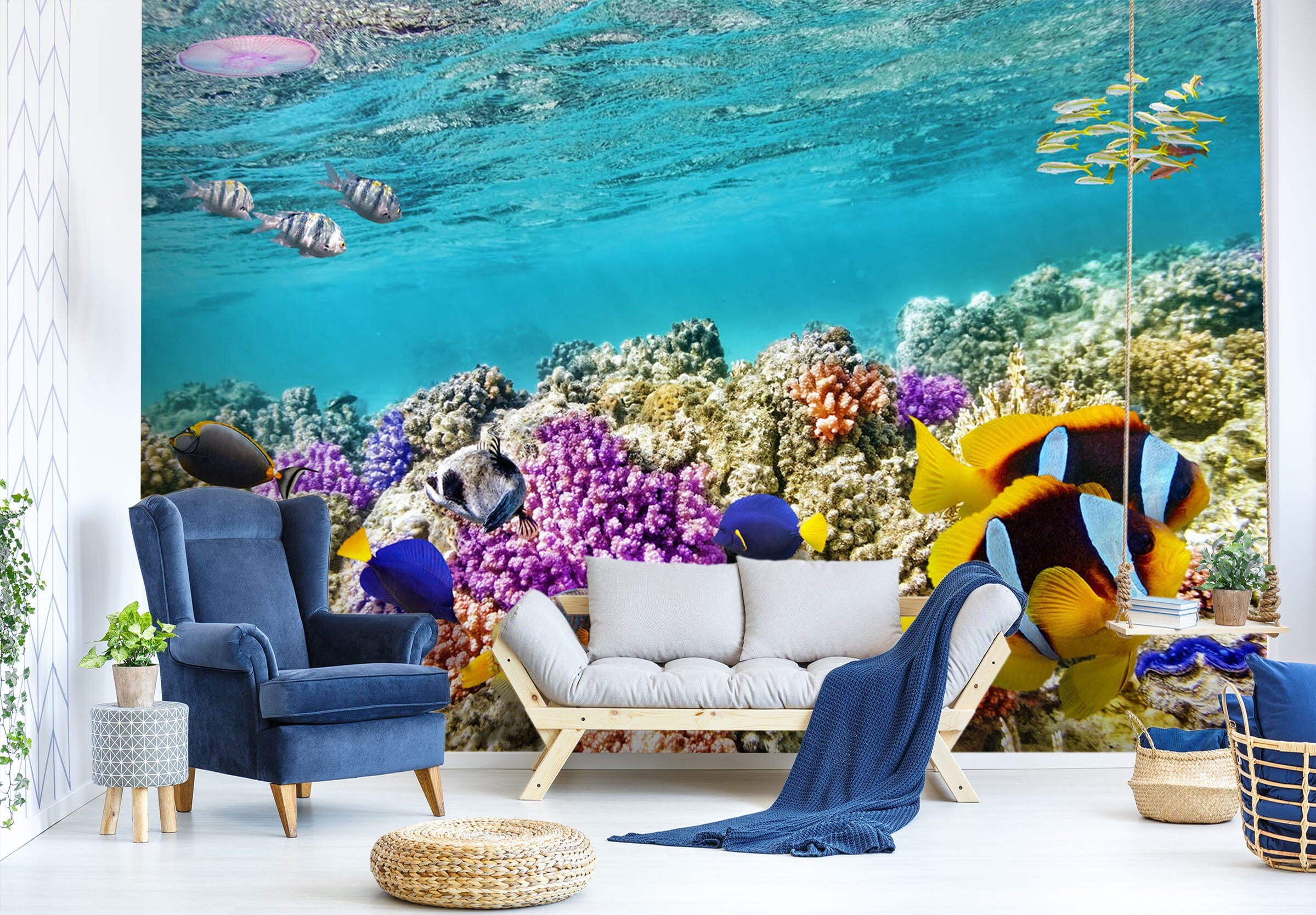 3D Yellow Fish 240 Wall Murals Wallpaper AJ Wallpaper 2 