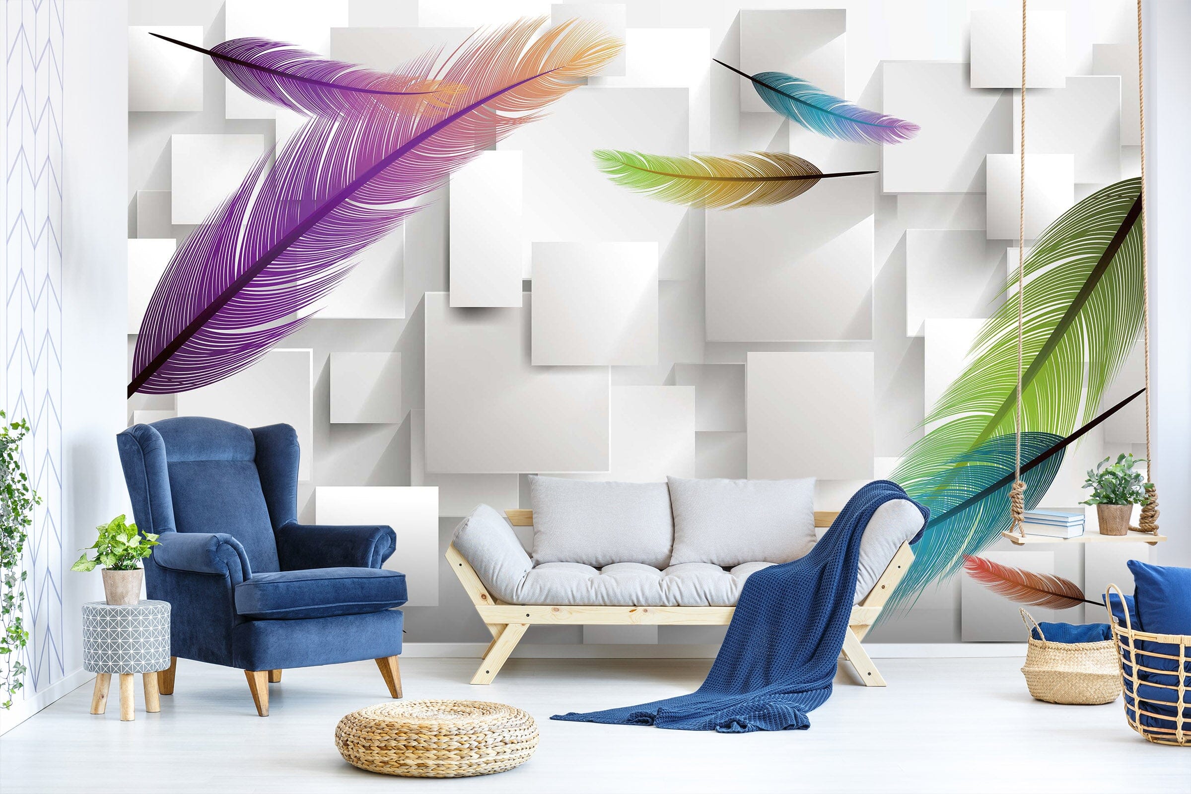 3D Colored Feathers 1402 Wall Murals Wallpaper AJ Wallpaper 2 