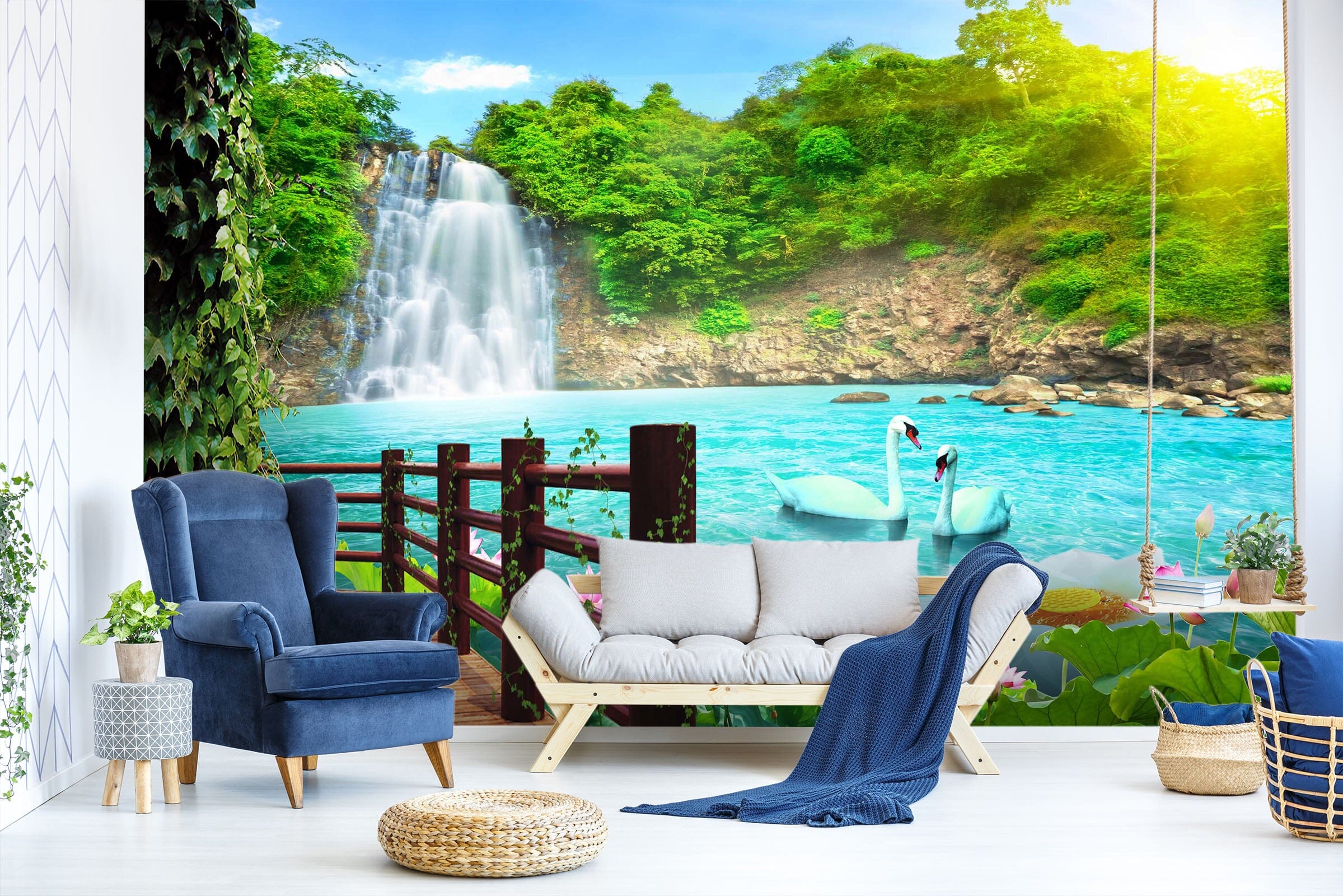 3D Swan Lake 1407 Wall Murals Wallpaper AJ Wallpaper 2 