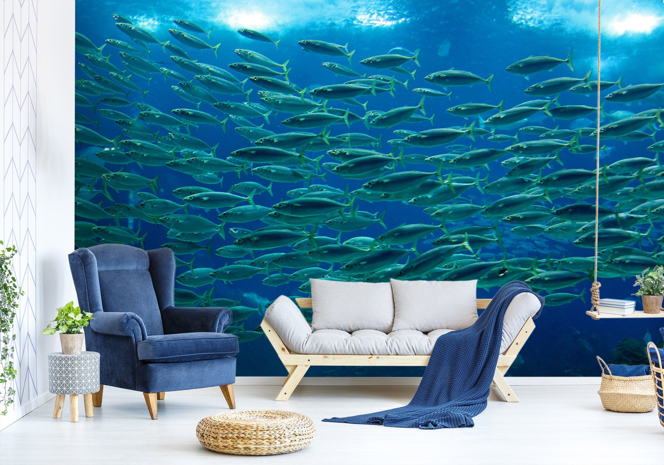 3D School Of Fish 192 Wall Murals Wallpaper AJ Wallpaper 2 