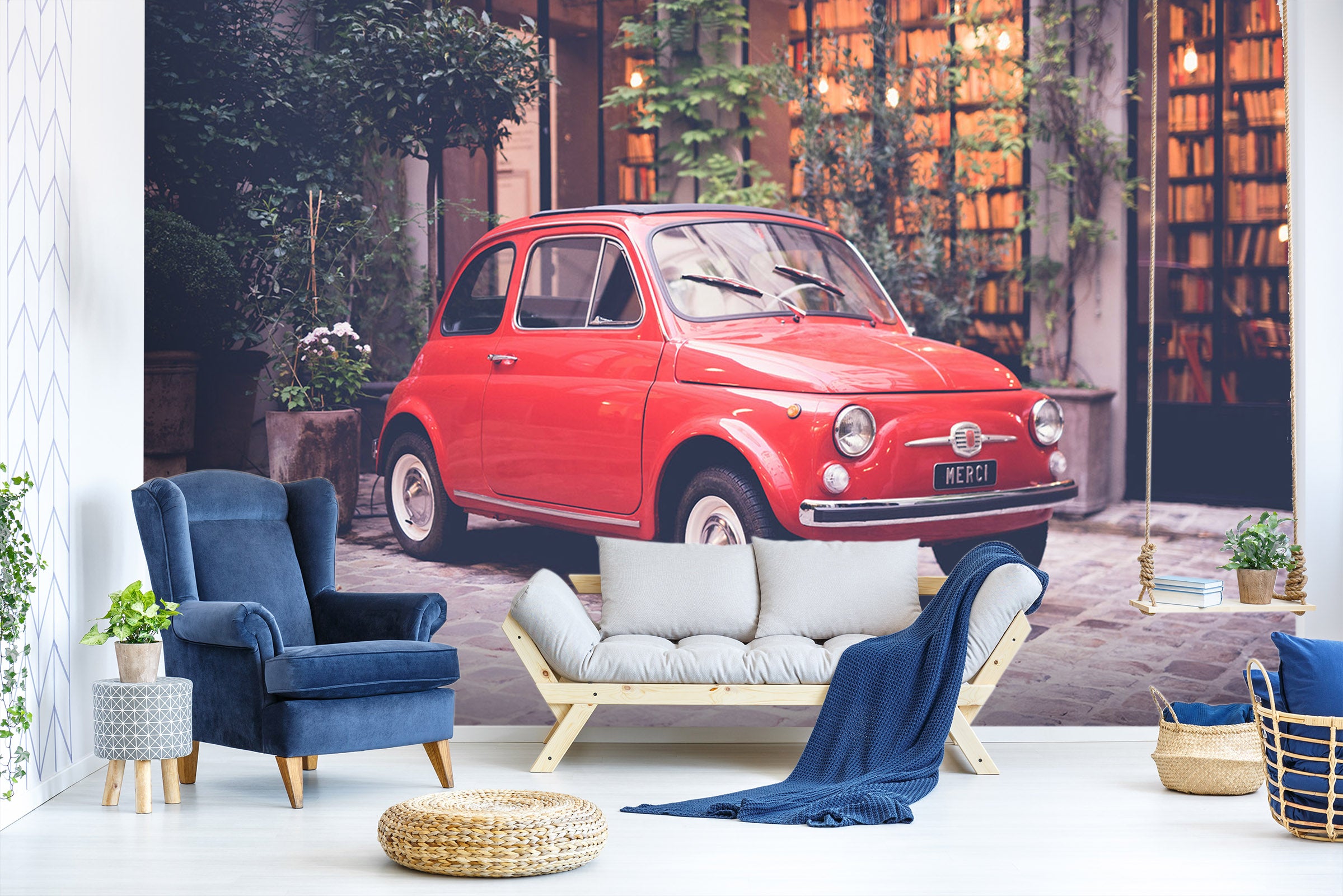 3D Bookstore Car 094 Vehicle Wall Murals