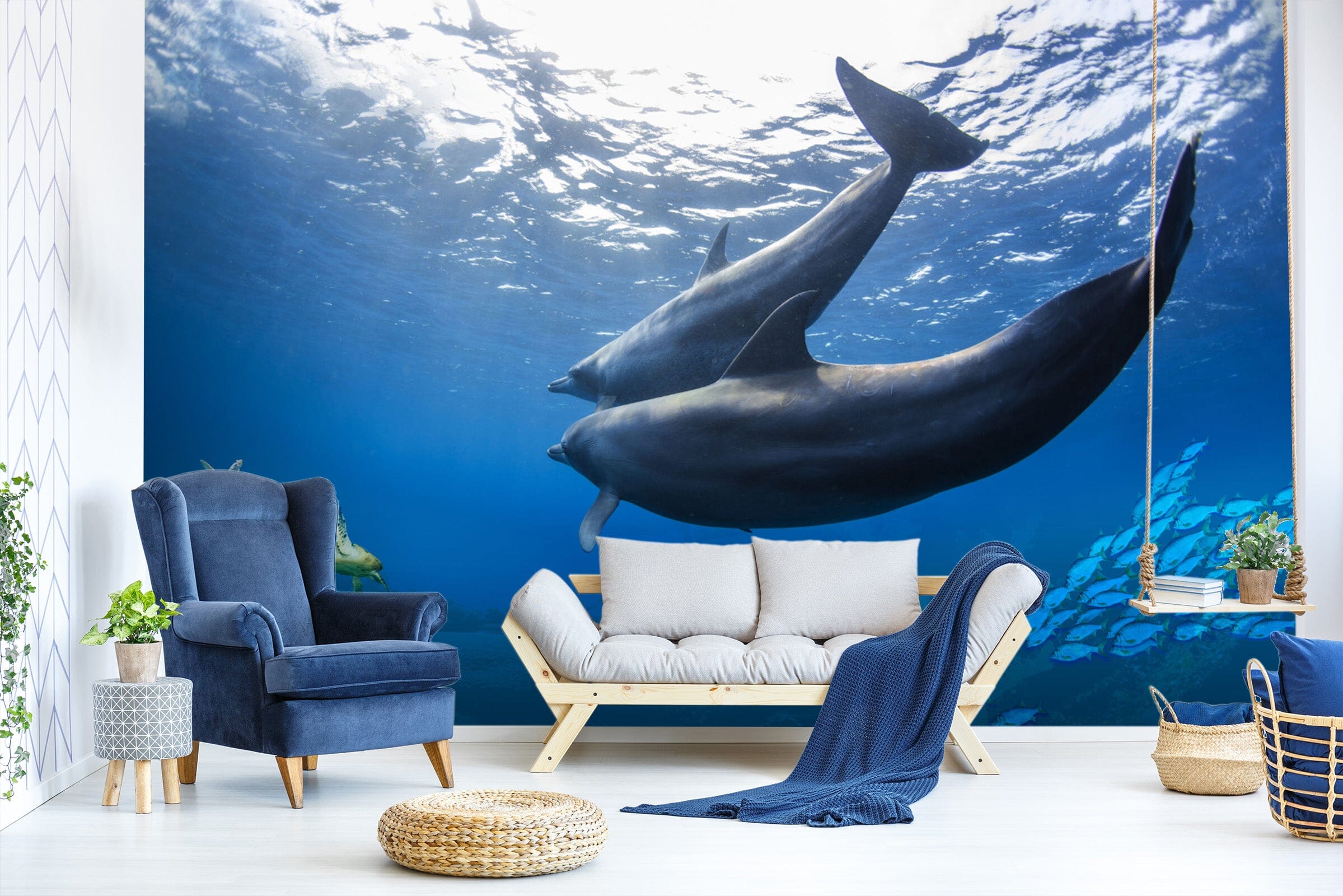 3D Undersea Dolphin 1431 Wall Murals Wallpaper AJ Wallpaper 2 