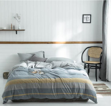 3D Gray Stitching Stripes 50125 Bed Pillowcases Quilt