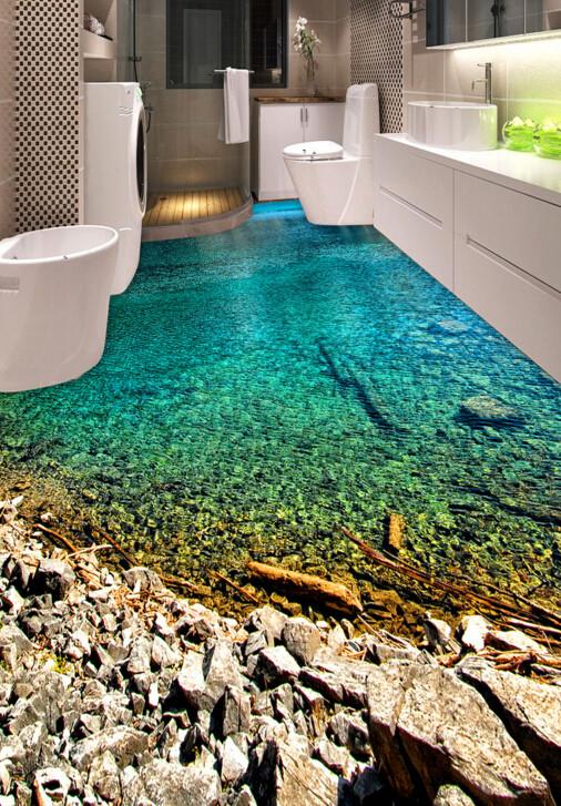 3D Lake Gravel Floor Mural Wallpaper AJ Wallpaper 2 