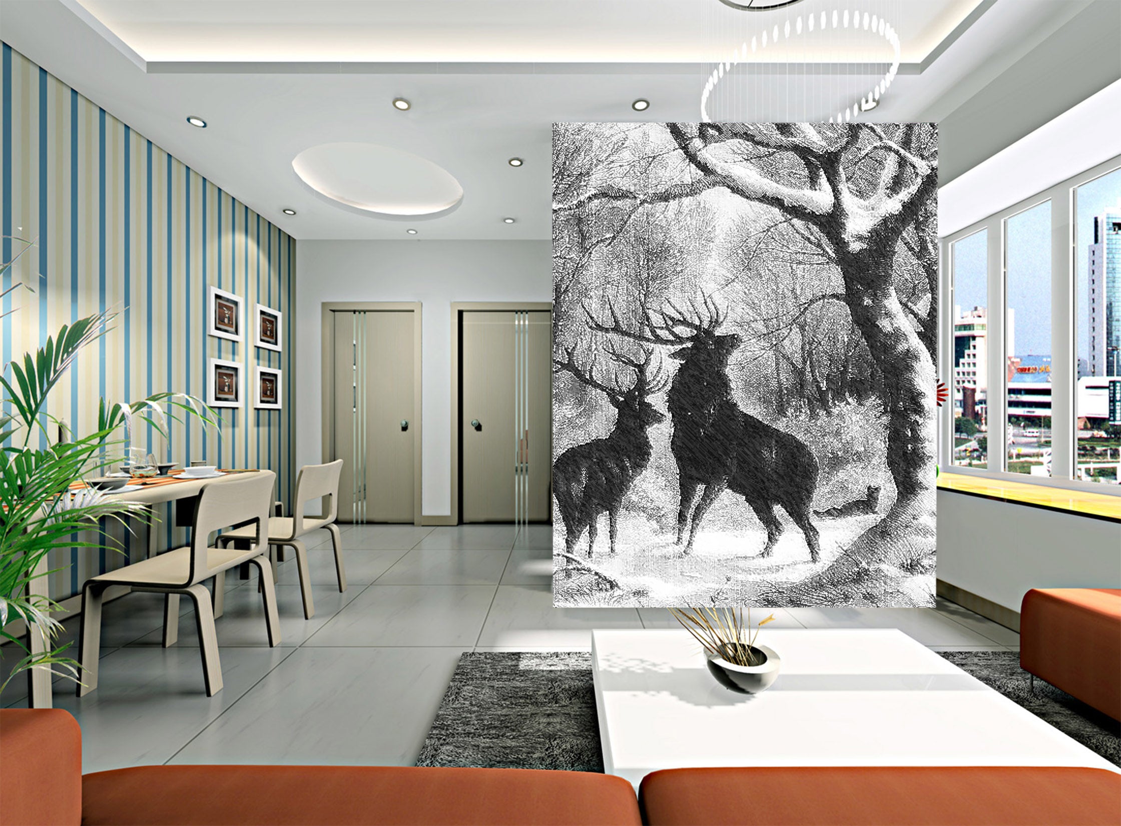 3D Forest Elk 1090 Wall Murals