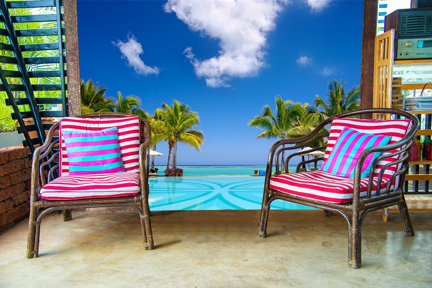 3D Beach Coconut Tree Scenery 8 Wallpaper AJ Wallpaper 