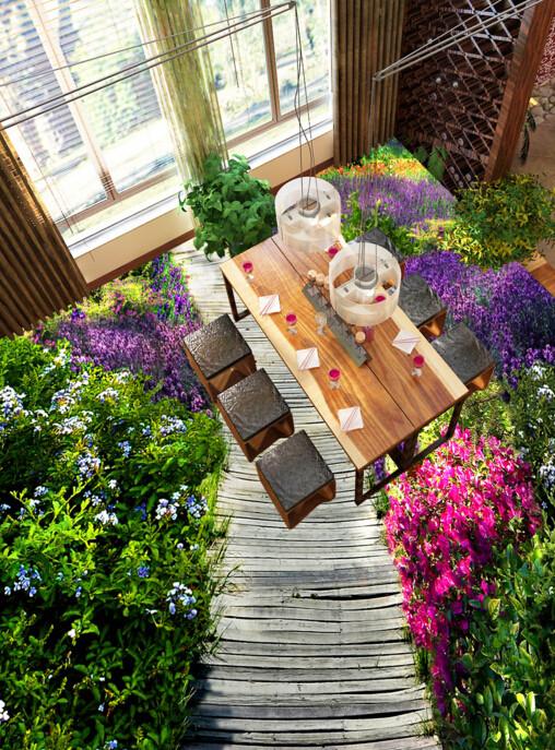 3D Flowers Wood Path Floor Mural Wallpaper AJ Wallpaper 2 